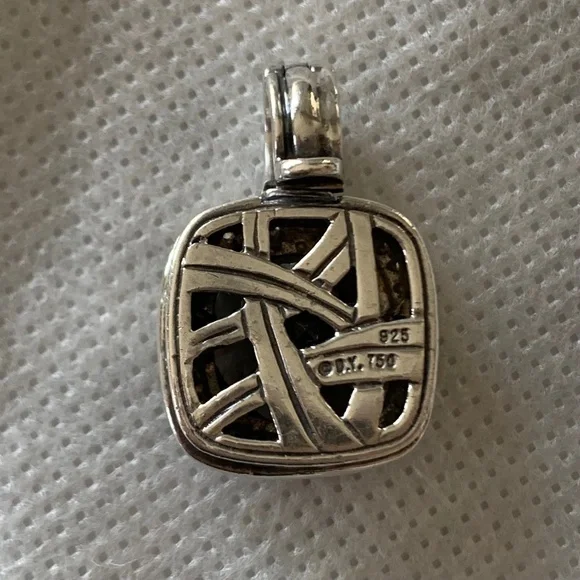 David Yurman Albion Necklace Pendant Smoky Quartz & Pave Diamond 18k & Sterling - Picture 2 of 13